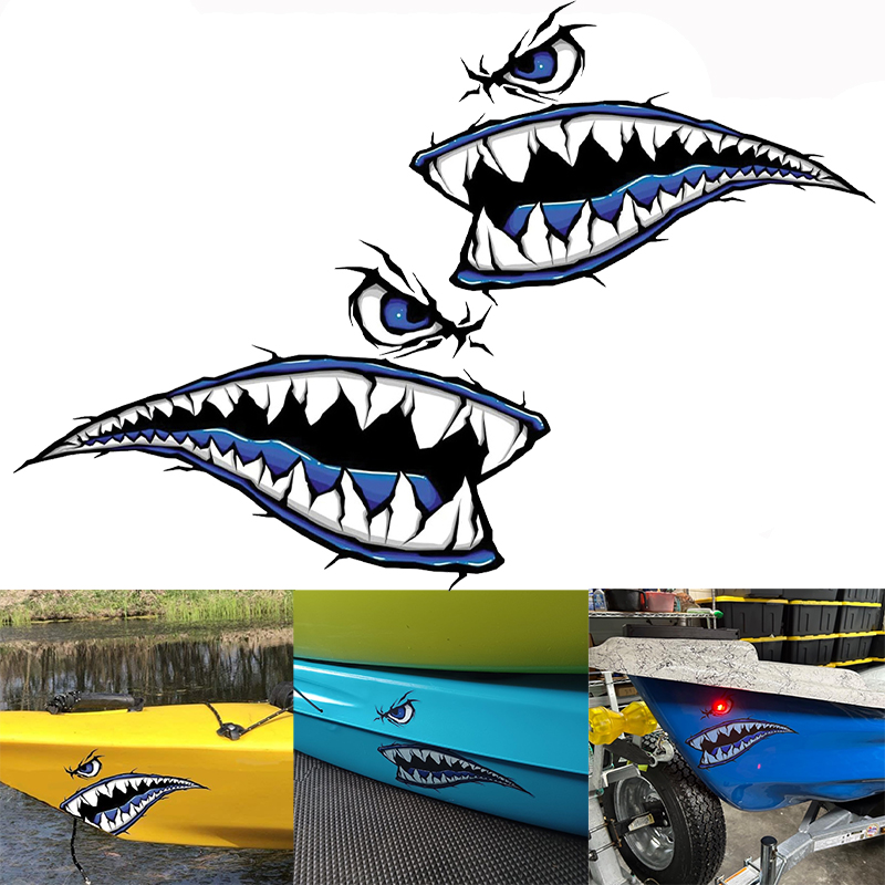 Fishing Boat Oar - 2PCS 상어 이빨 입 보트 스티커